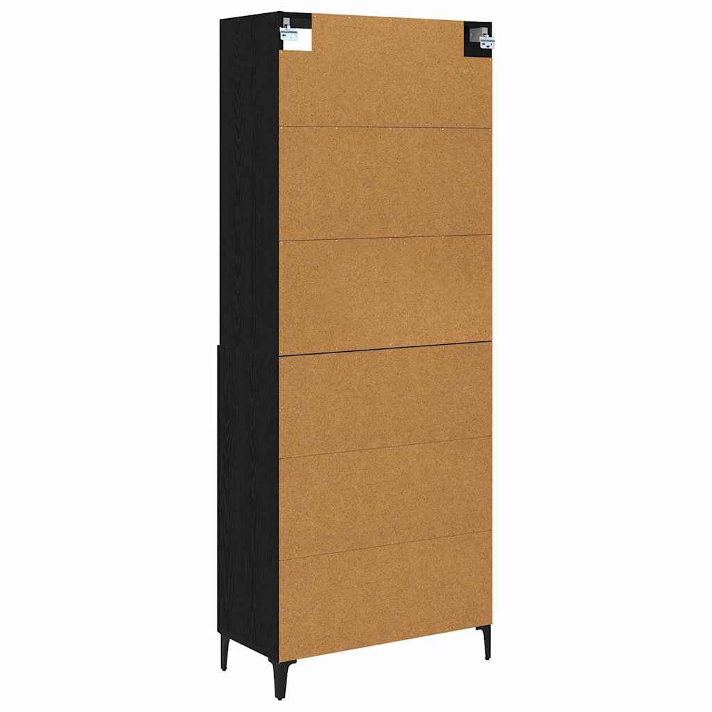Highboard 2 pcs Crni hrast Konstruirano drvo