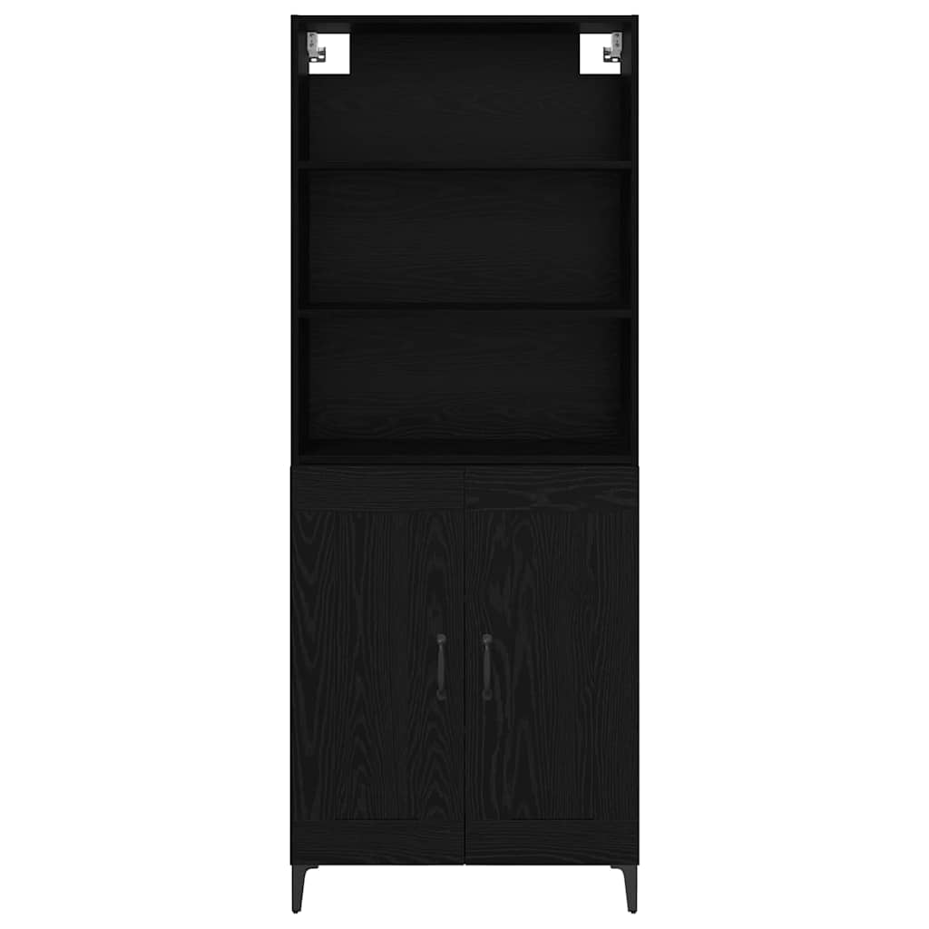 Highboard 2 pcs Crni hrast Konstruirano drvo