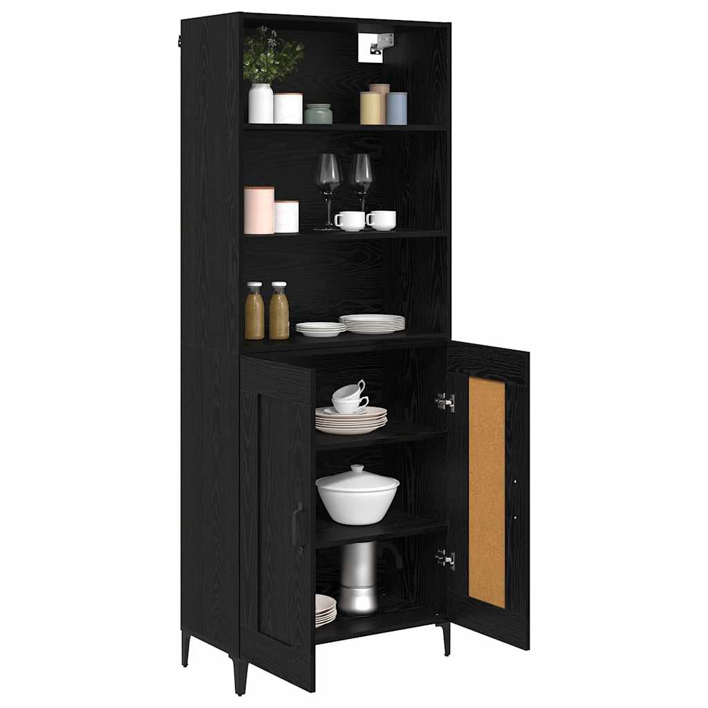 Highboard 2 pcs Crni hrast Konstruirano drvo