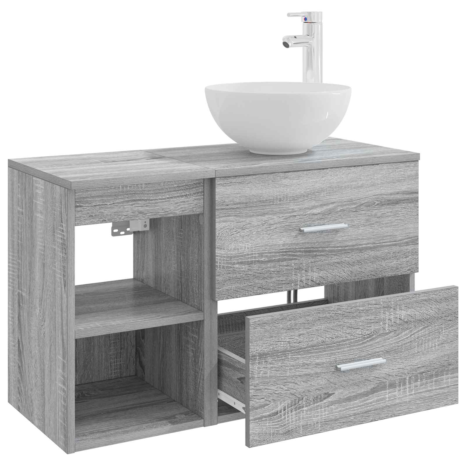 Set namještaja za kupaonicu 2 pcs Siva Sonoma Konstruirano drvo