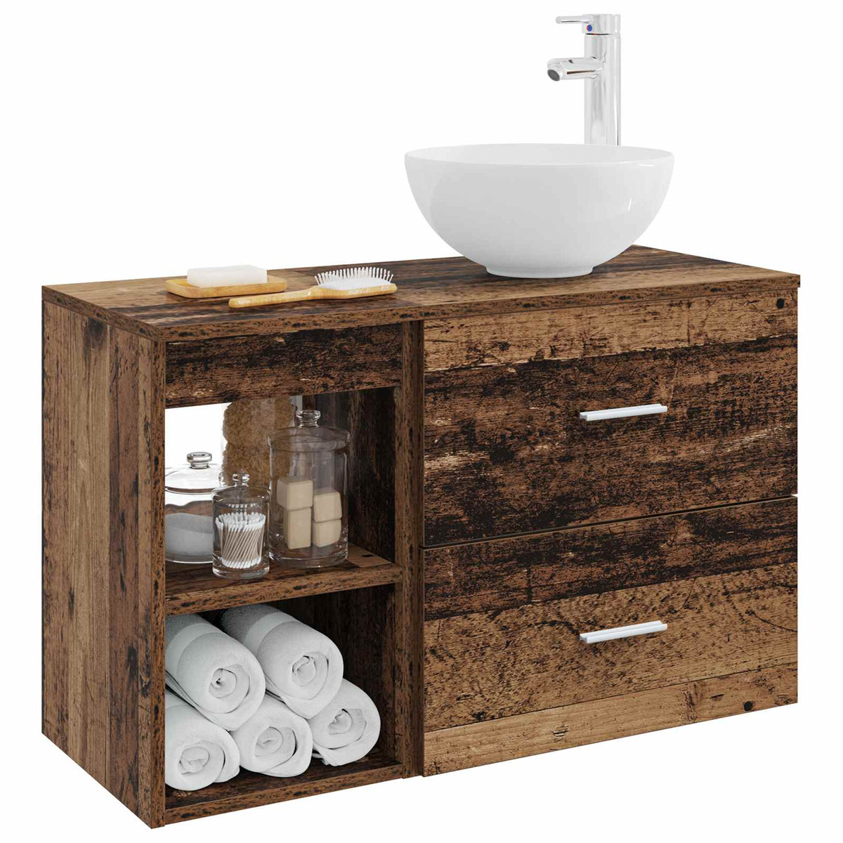 Set namještaja za kupaonicu 2 kom. Staro drvo Konstruirano drvo Smeđa 49,5 x 35 x 80 cm