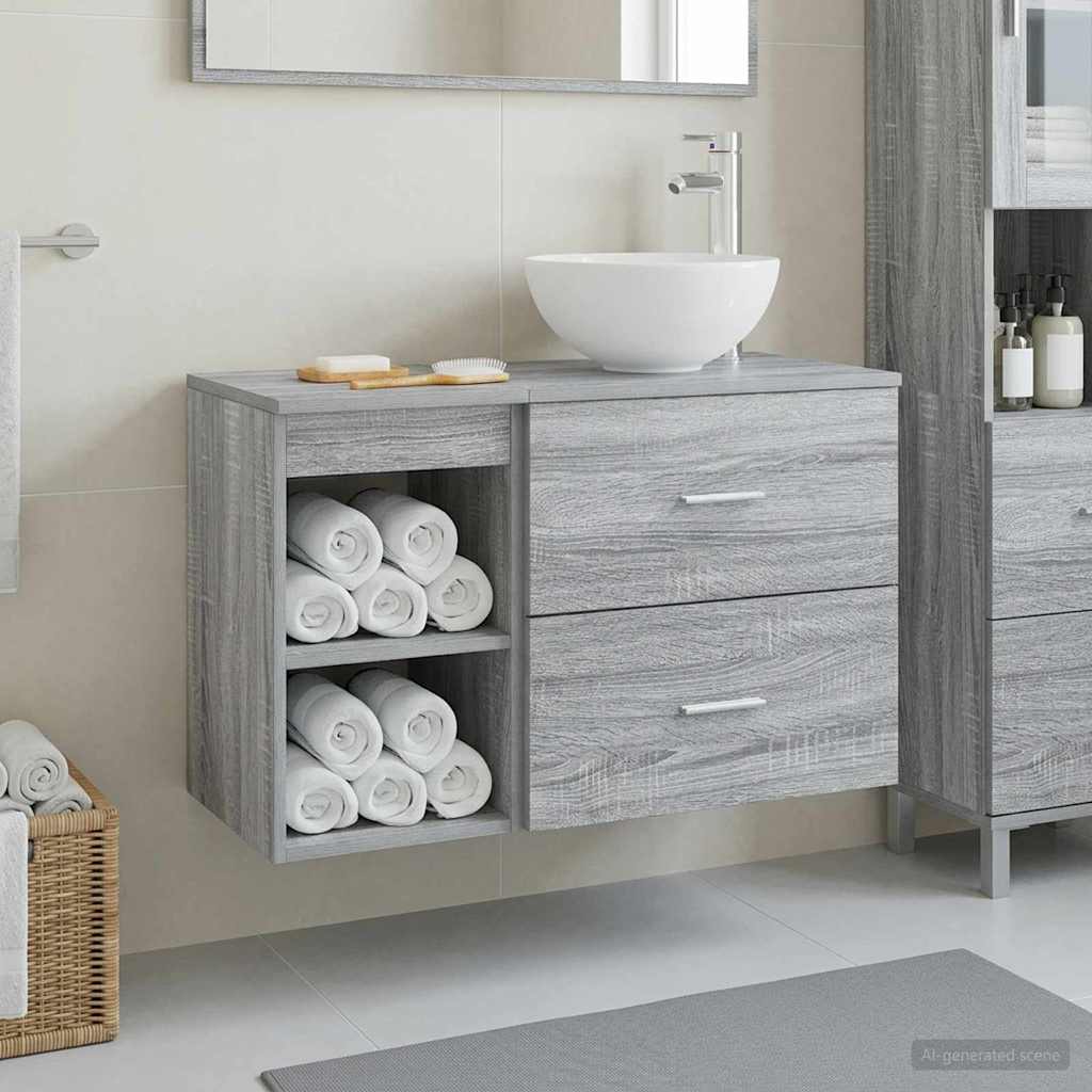Set namještaja za kupaonicu 2 pcs Siva Sonoma Konstruirano drvo