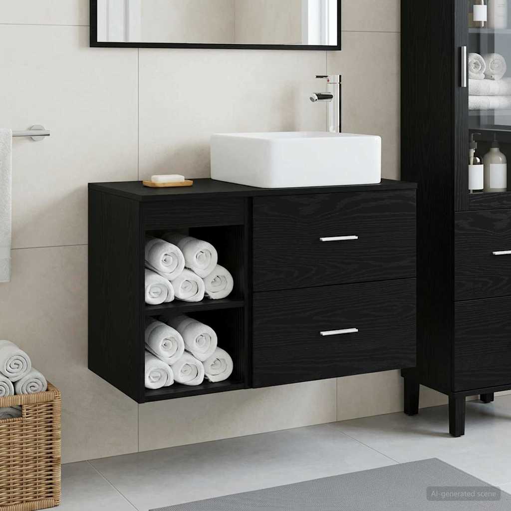 Set namještaja za kupaonicu 2 kom. Crni hrast Konstruirano drvo Crna 49,5 x 41 x 80 cm