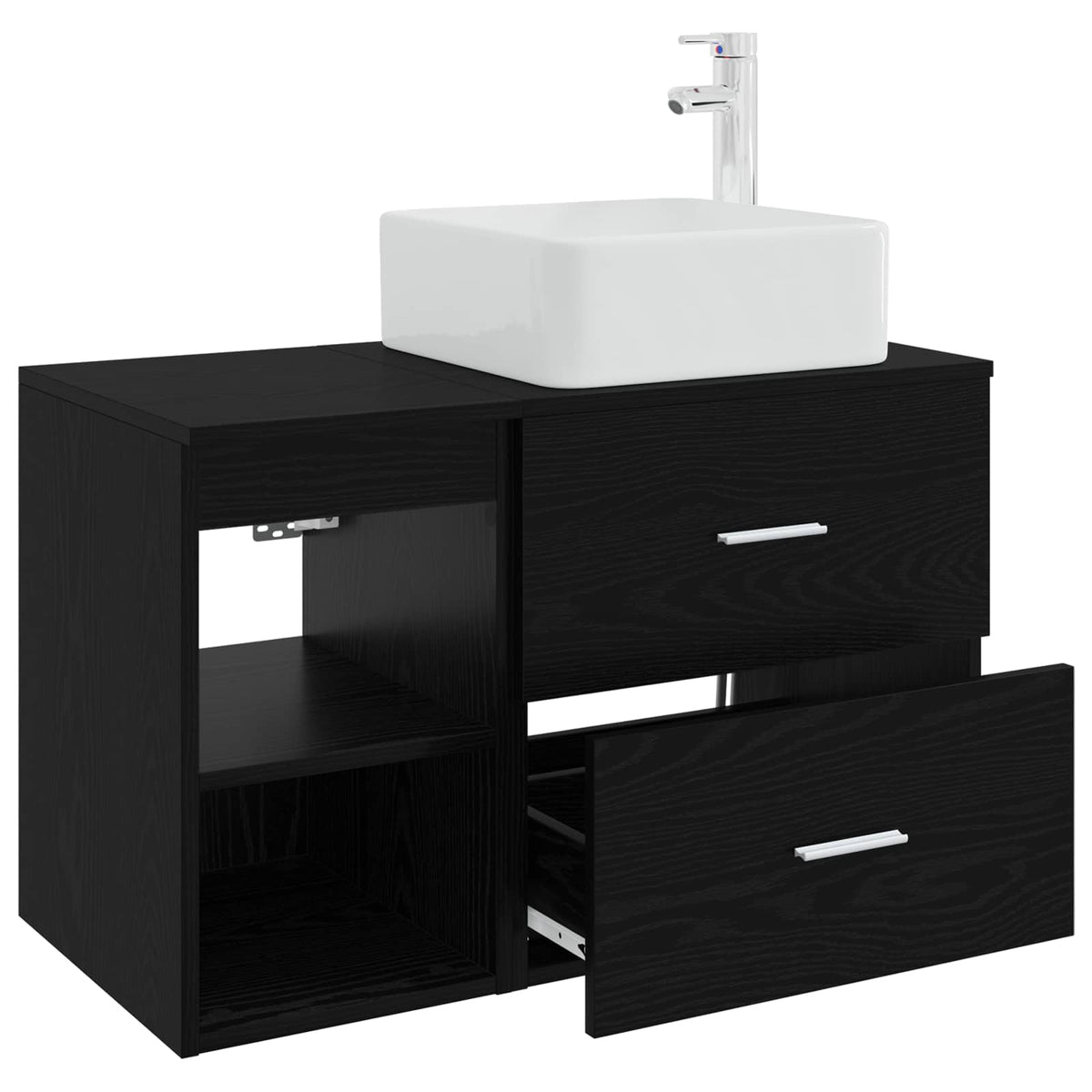 Set namještaja za kupaonicu 2 kom. Crni hrast Konstruirano drvo Crna 49,5 x 41 x 80 cm