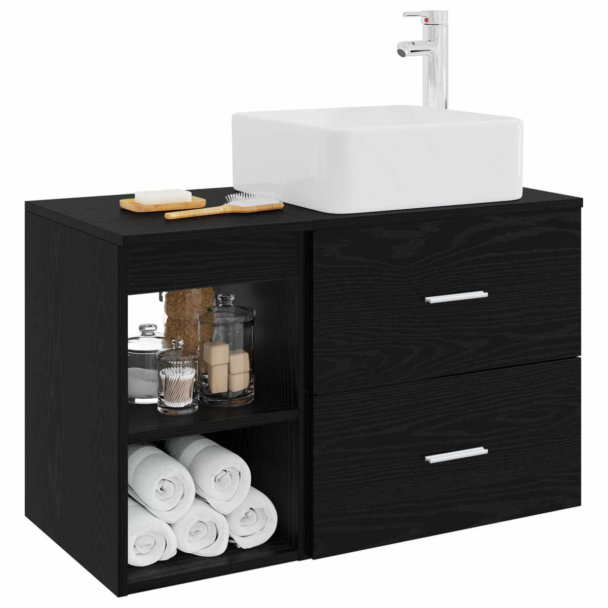 Set namještaja za kupaonicu 2 kom. Crni hrast Konstruirano drvo Crna 49,5 x 41 x 80 cm