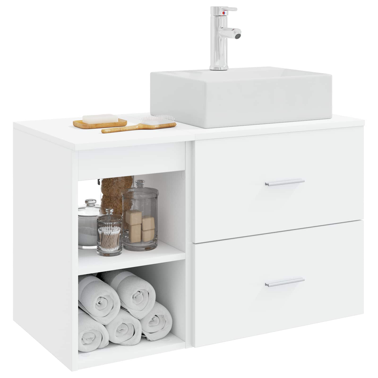 Set namještaja za kupaonicu 2 pcs Bijela Konstruirano drvo