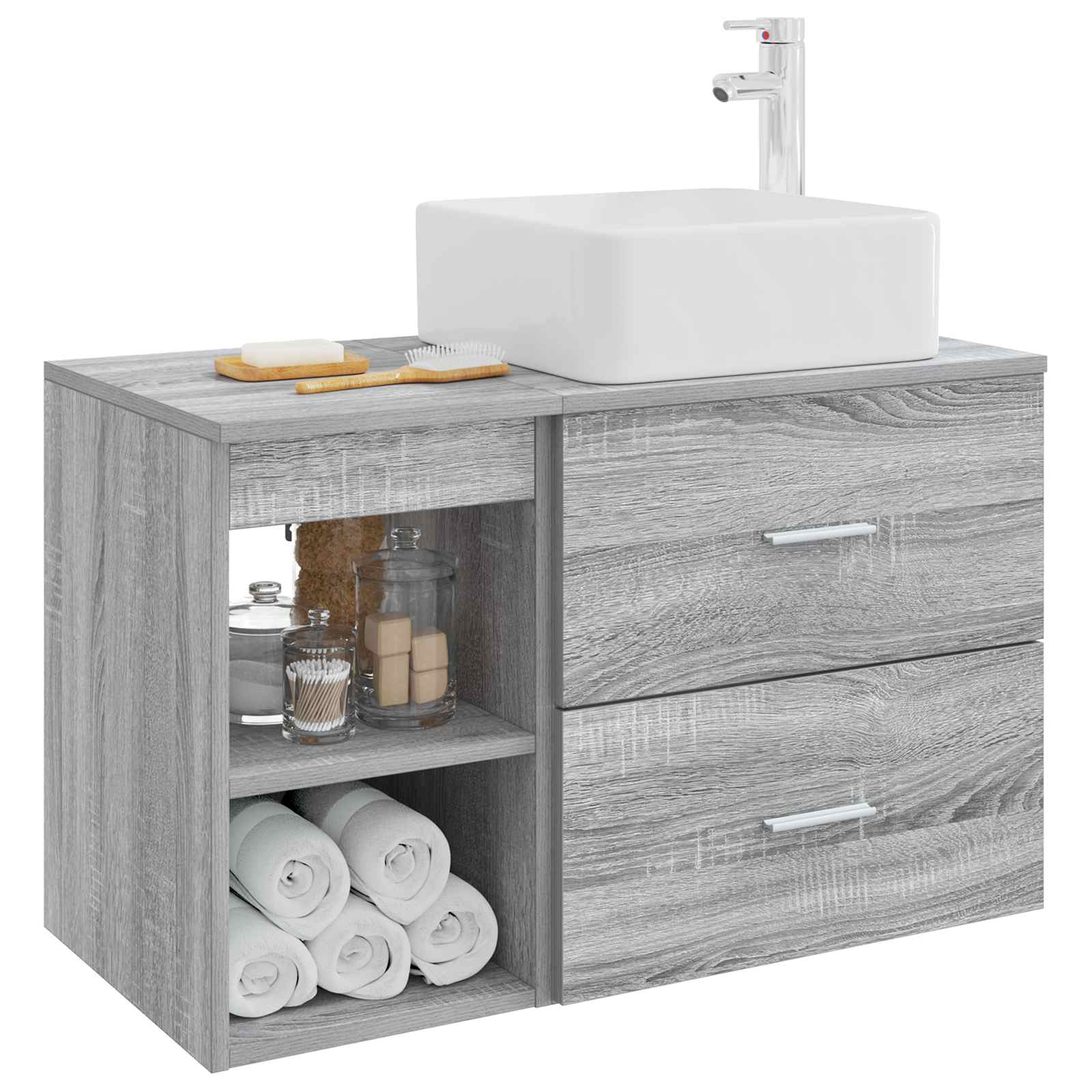 Set namještaja za kupaonicu 2 pcs Siva Sonoma Konstruirano drvo