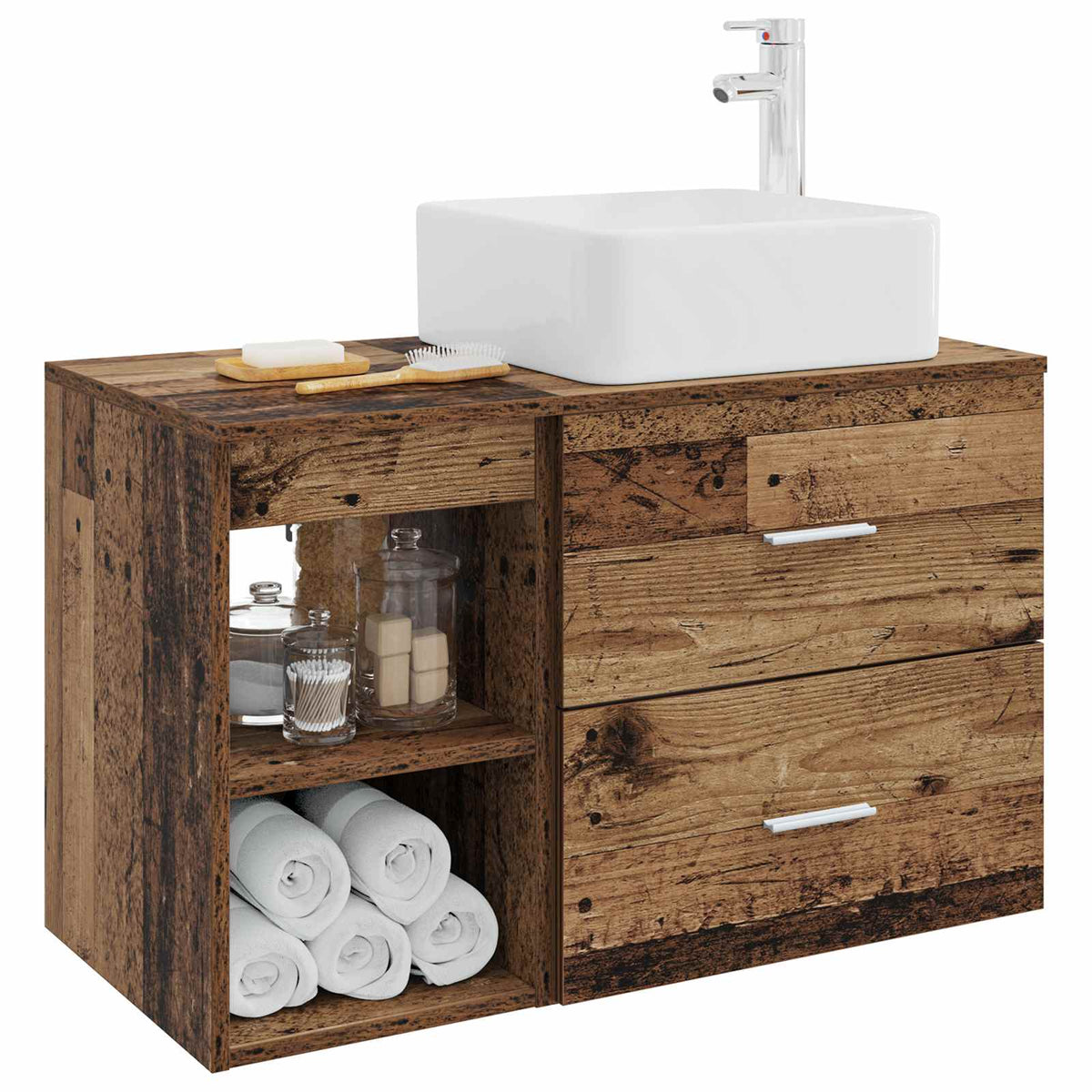 Set namještaja za kupaonicu 2 kom. Staro drvo Konstruirano drvo Smeđa 53 x 35 x 80 cm