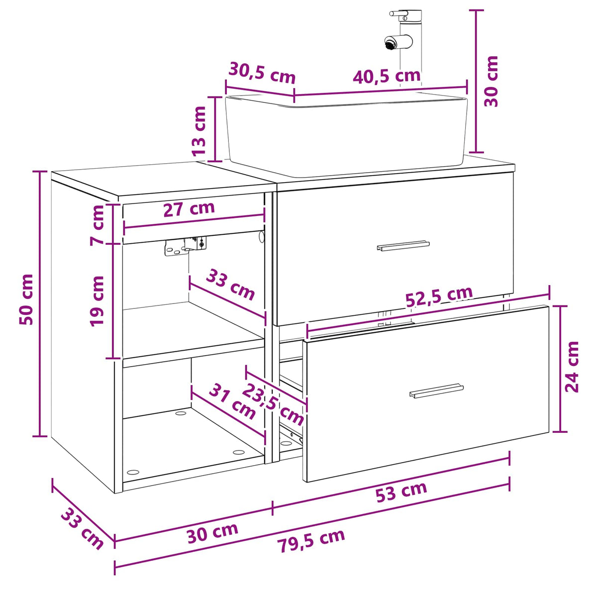 Set namještaja za kupaonicu 2 kom. Staro drvo Konstruirano drvo Smeđa 53 x 35 x 80 cm