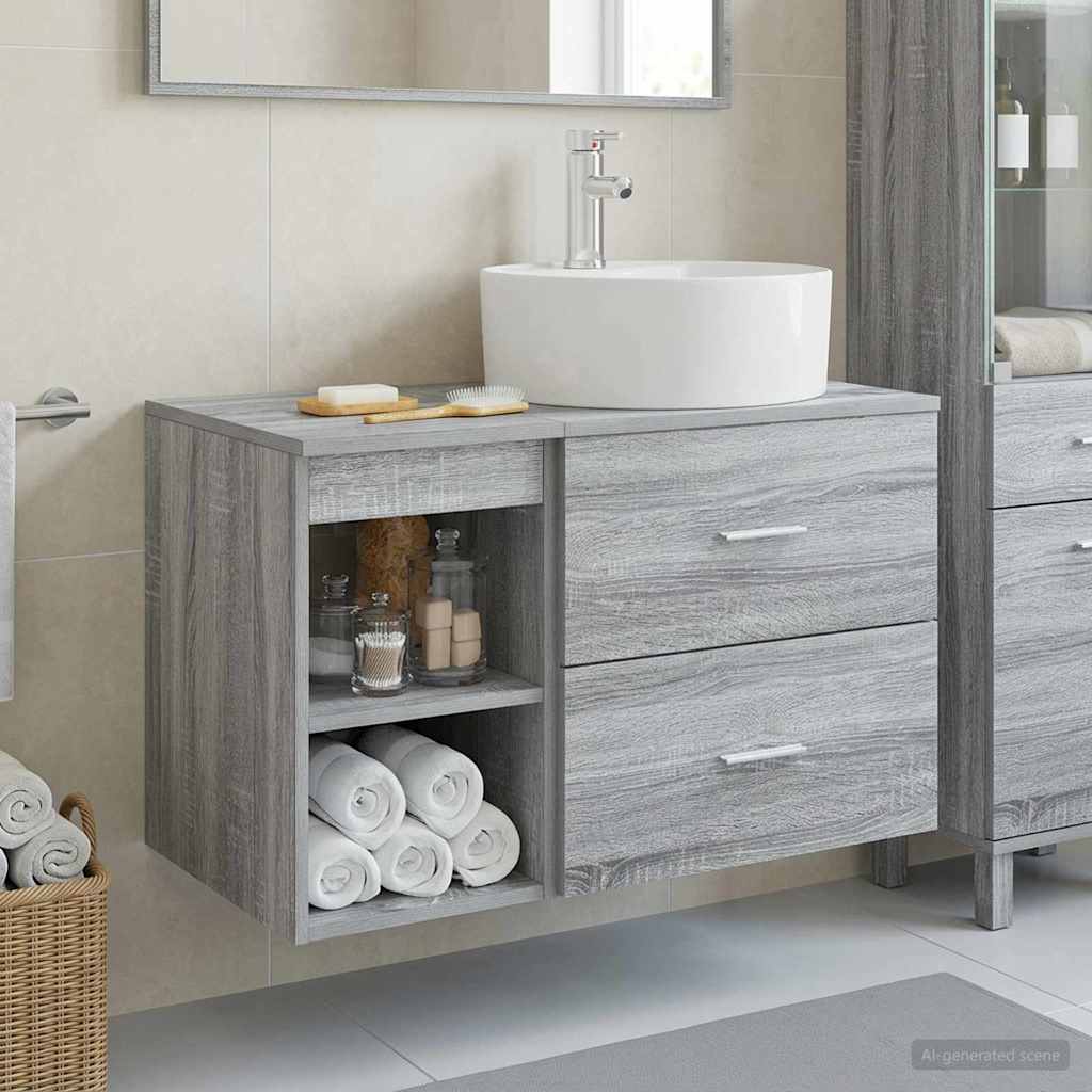 Set namještaja za kupaonicu 2 pcs Siva Sonoma Konstruirano drvo