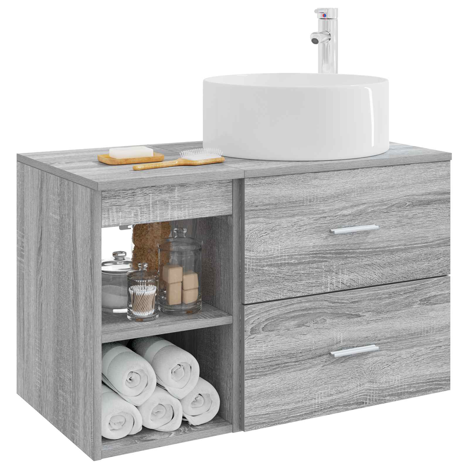 Set namještaja za kupaonicu 2 pcs Siva Sonoma Konstruirano drvo