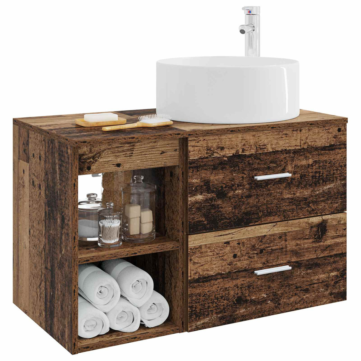 Set namještaja za kupaonicu 2 kom. Staro drvo Konstruirano drvo Smeđa 49,5 x 44,5 x 80 cm
