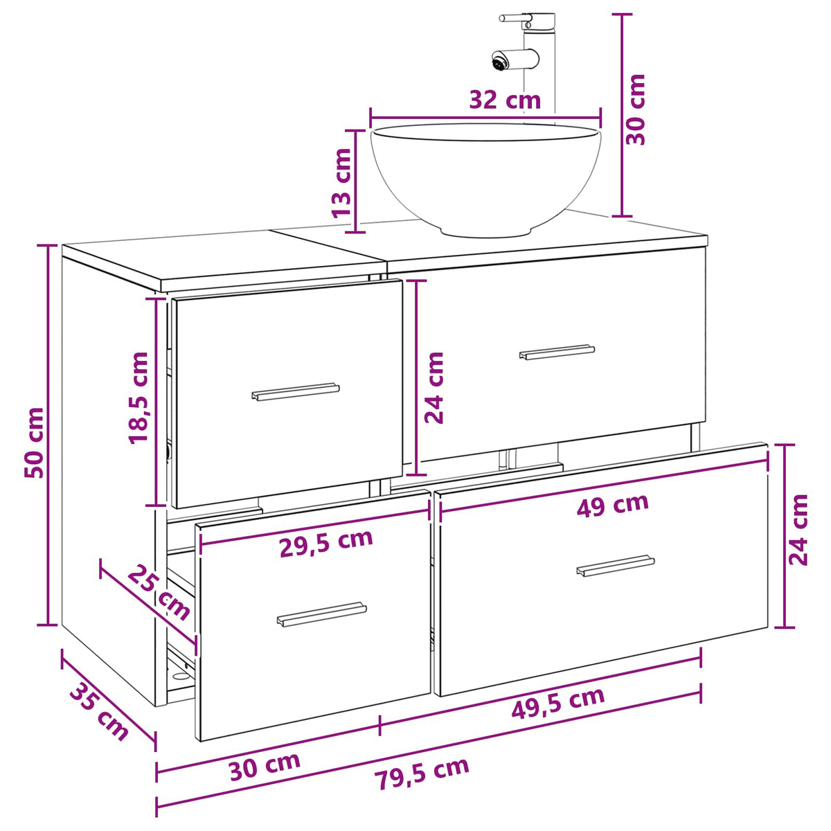 Set namještaja za kupaonicu 2 kom. Staro drvo Konstruirano drvo Smeđa 49,5 x 35 x 80 cm