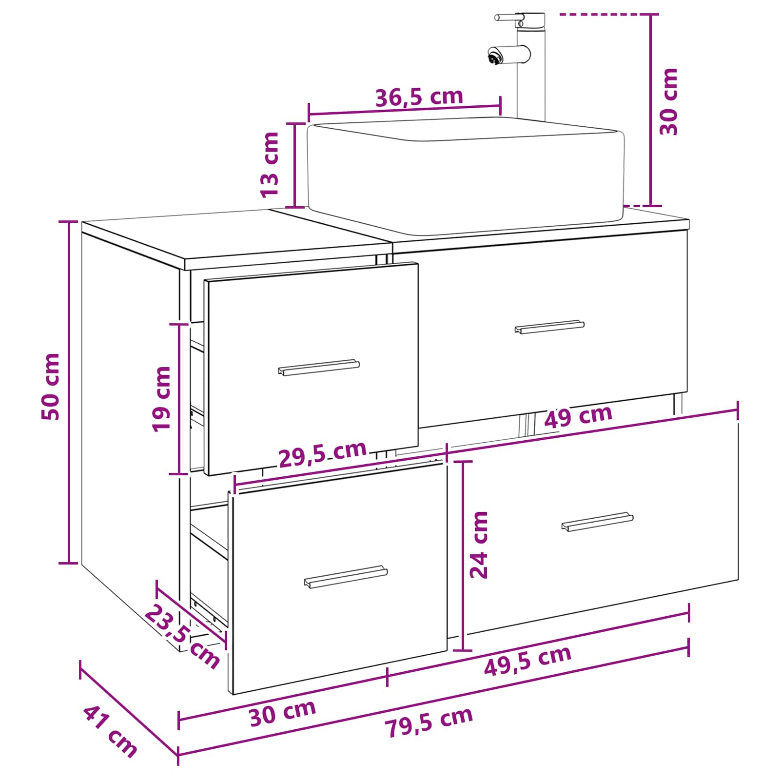 Set namještaja za kupaonicu 2 pcs Bijela Konstruirano drvo