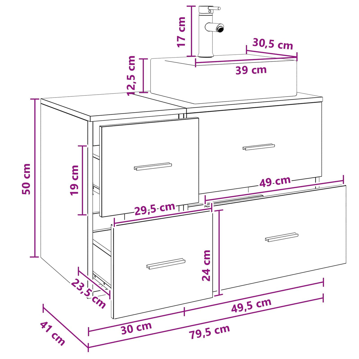 Set namještaja za kupaonicu 2 kom. Staro drvo Konstruirano drvo Smeđa 49,5 x 41 x 79,5 cm