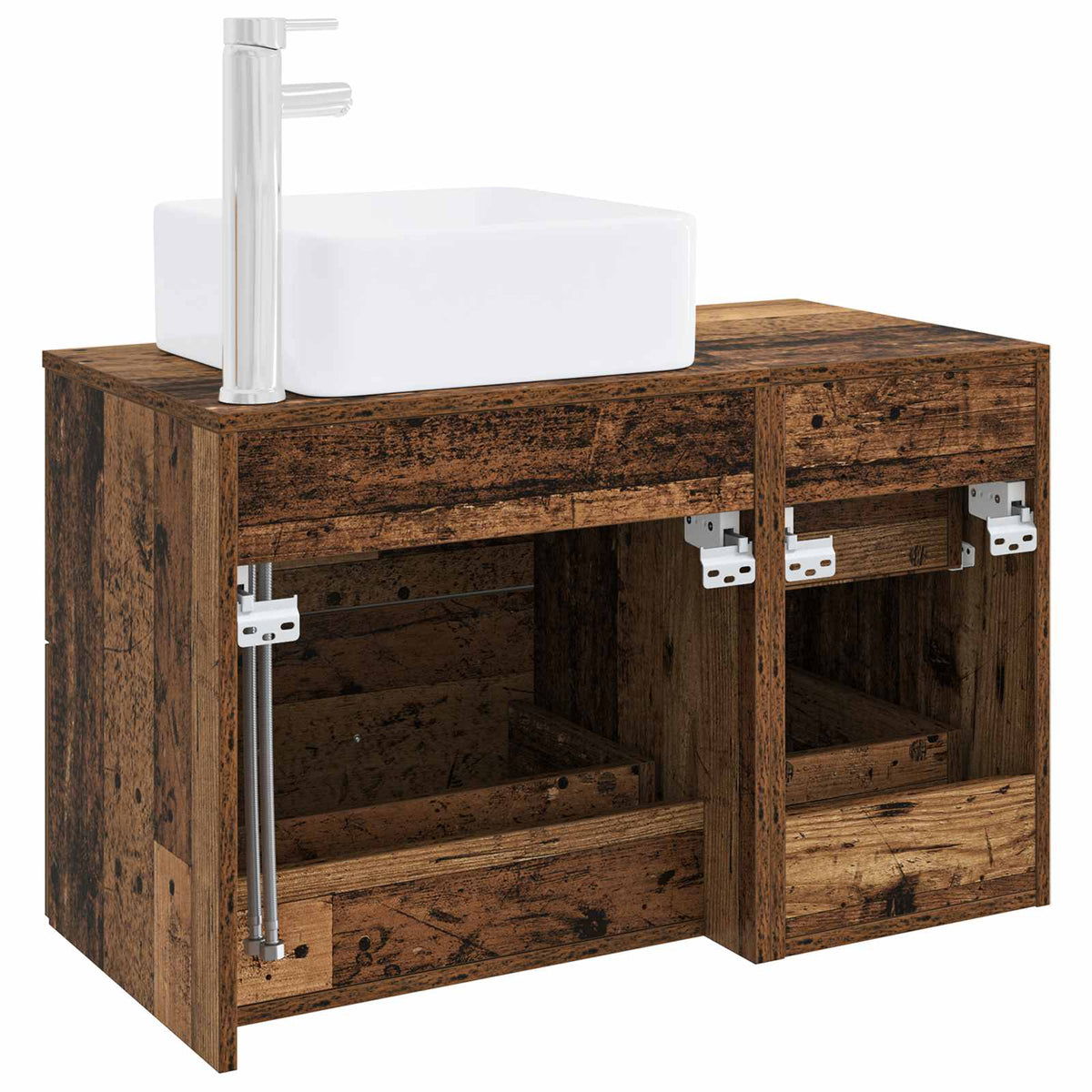 Set namještaja za kupaonicu 2 kom. Staro drvo Konstruirano drvo Smeđa 59 x 35 x 80 cm