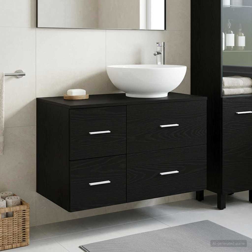 Set namještaja za kupaonicu 2 kom. Crni hrast Konstruirano drvo Crna 49,5 x 44,5 x 80 cm