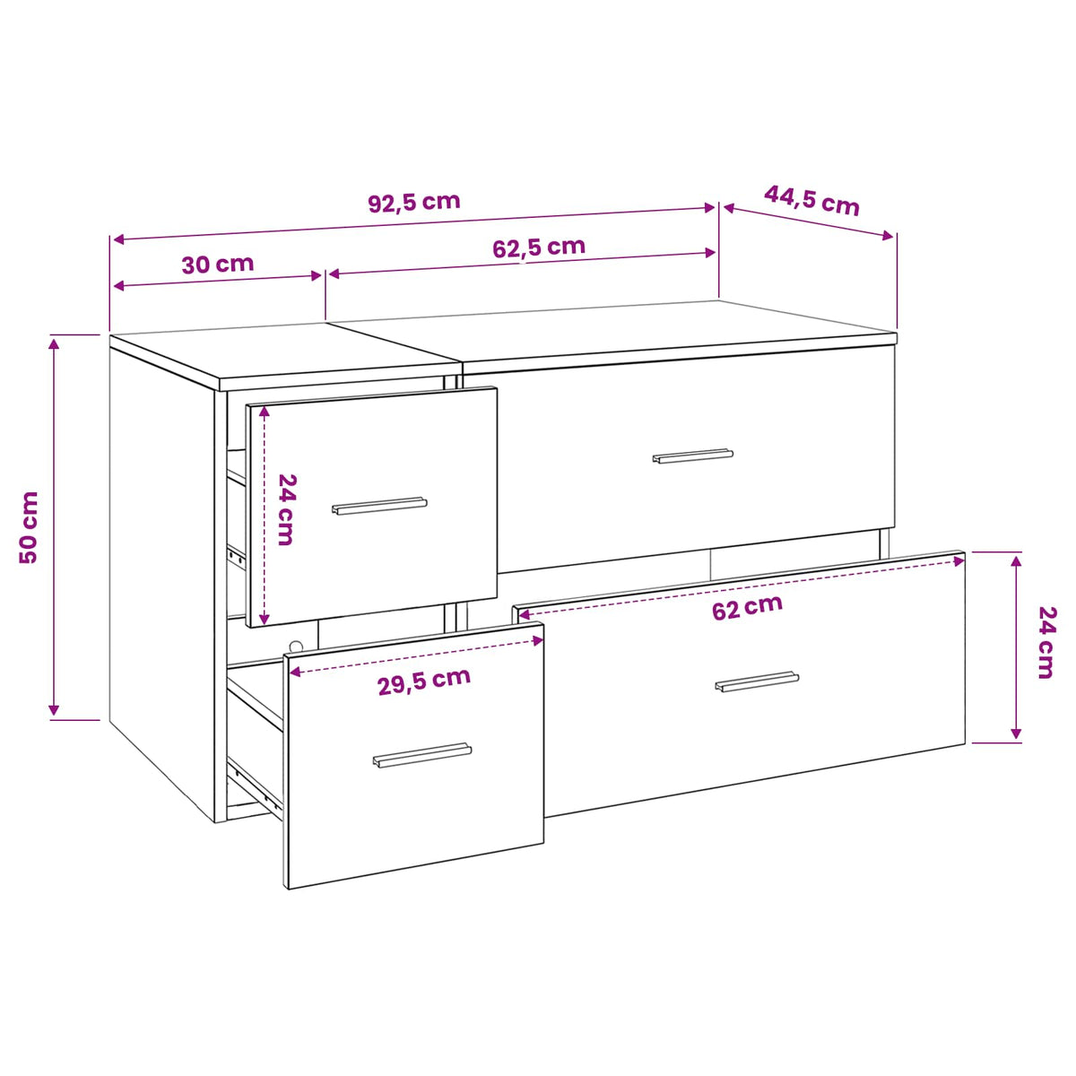 Set namještaja za kupaonicu 2 kom. Bijela Konstruirano drvo 62,5 x 44,5 x 50 cm