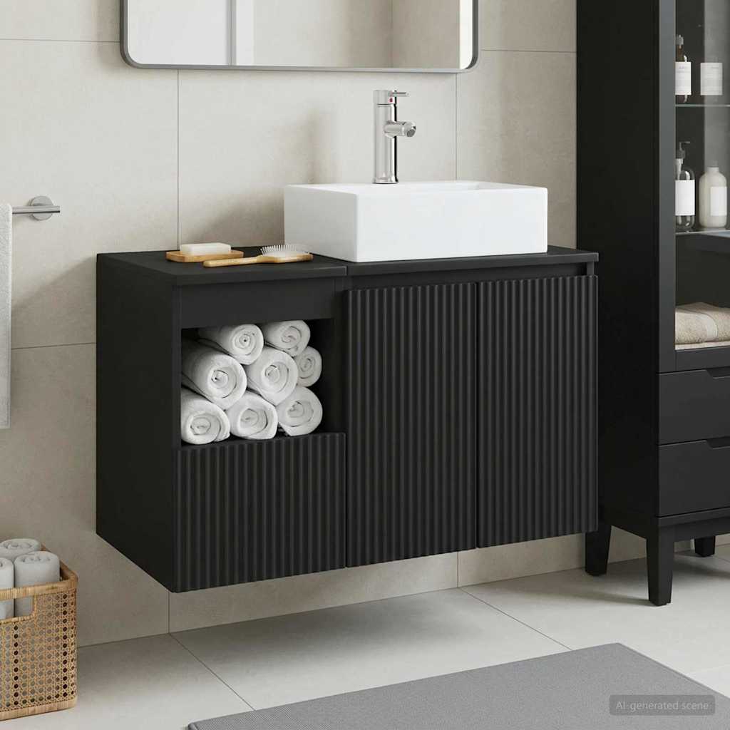 Set namještaja za kupaonicu 2 kom. Crna Konstruirano drvo 49,5 x 41 x 79,5 cm