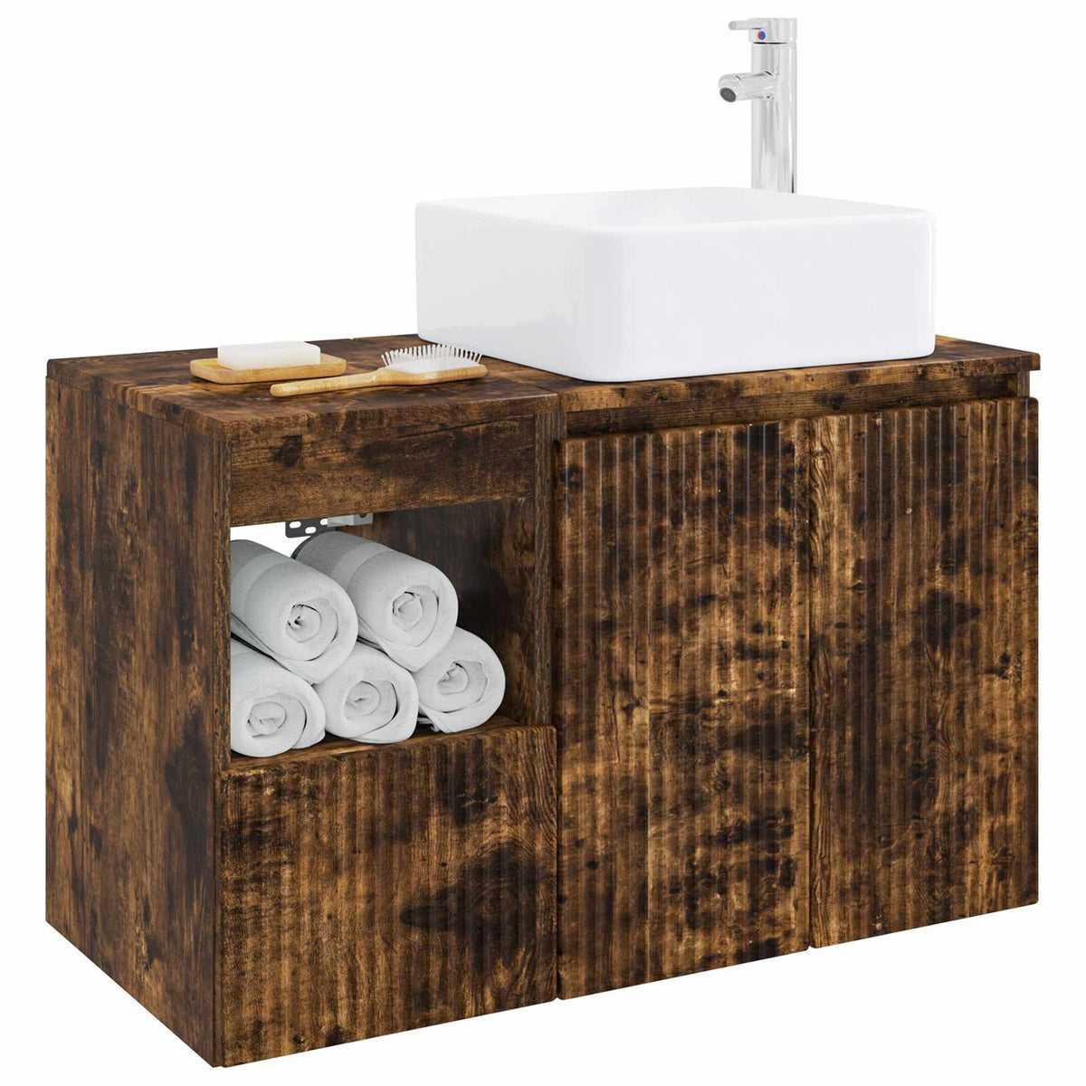 Set namještaja za kupaonicu 2 kom. Dimljeni hrast Smeđa 53 x 35 x 80 cm