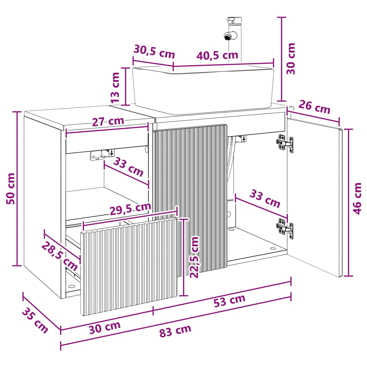 Set namještaja za kupaonicu 2 kom. Staro drvo Konstruirano drvo Smeđa 53 x 35 x 80 cm