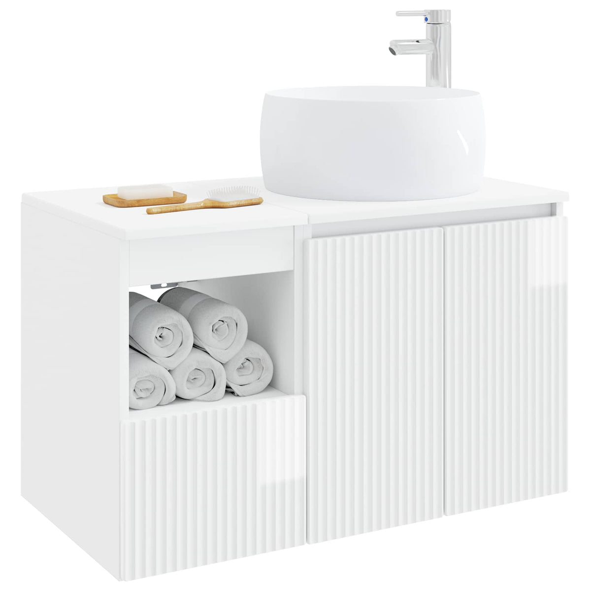 Set namještaja za kupaonicu 2 kom. Bijela visokog sjaja 49,5 x 44,5 x 80 cm