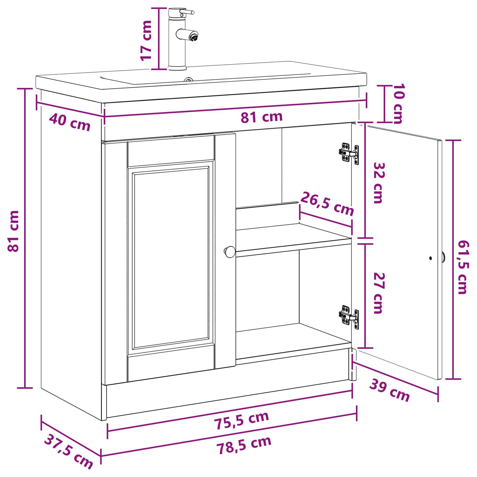 Set namještaja za kupaonicu Betonska siva 78,5 x 37,5 x 81 cm