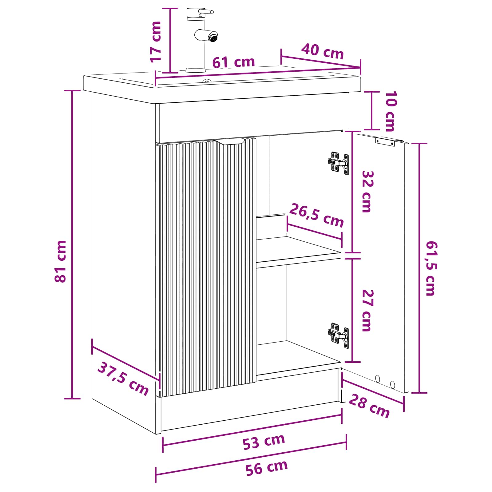 Set namještaja za kupaonicu Betonska siva 56 x 37,5 x 81 cm