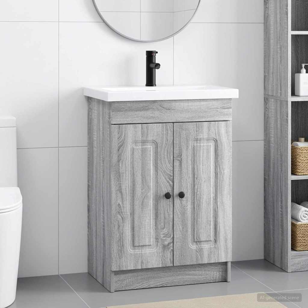 Set namještaja za kupaonicu Siva Sonoma 56 x 37,5 x 81 cm