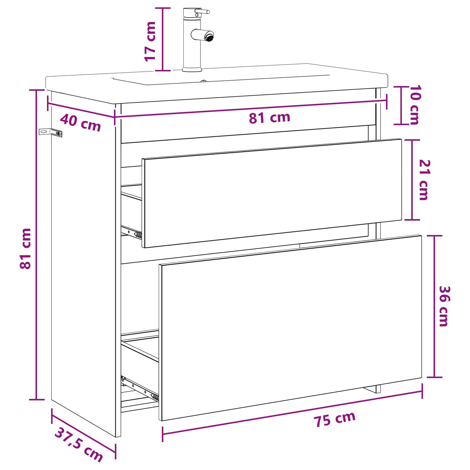Set namještaja za kupaonicu Dimljeni hrast 81 x 40 x 84,5 cm