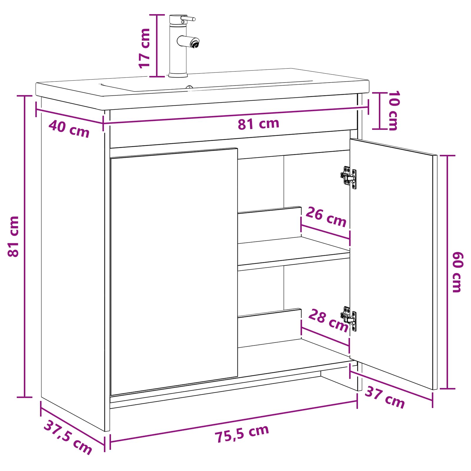 Set namještaja za kupaonicu Betonska siva 81 x 40 x 84,5 cm