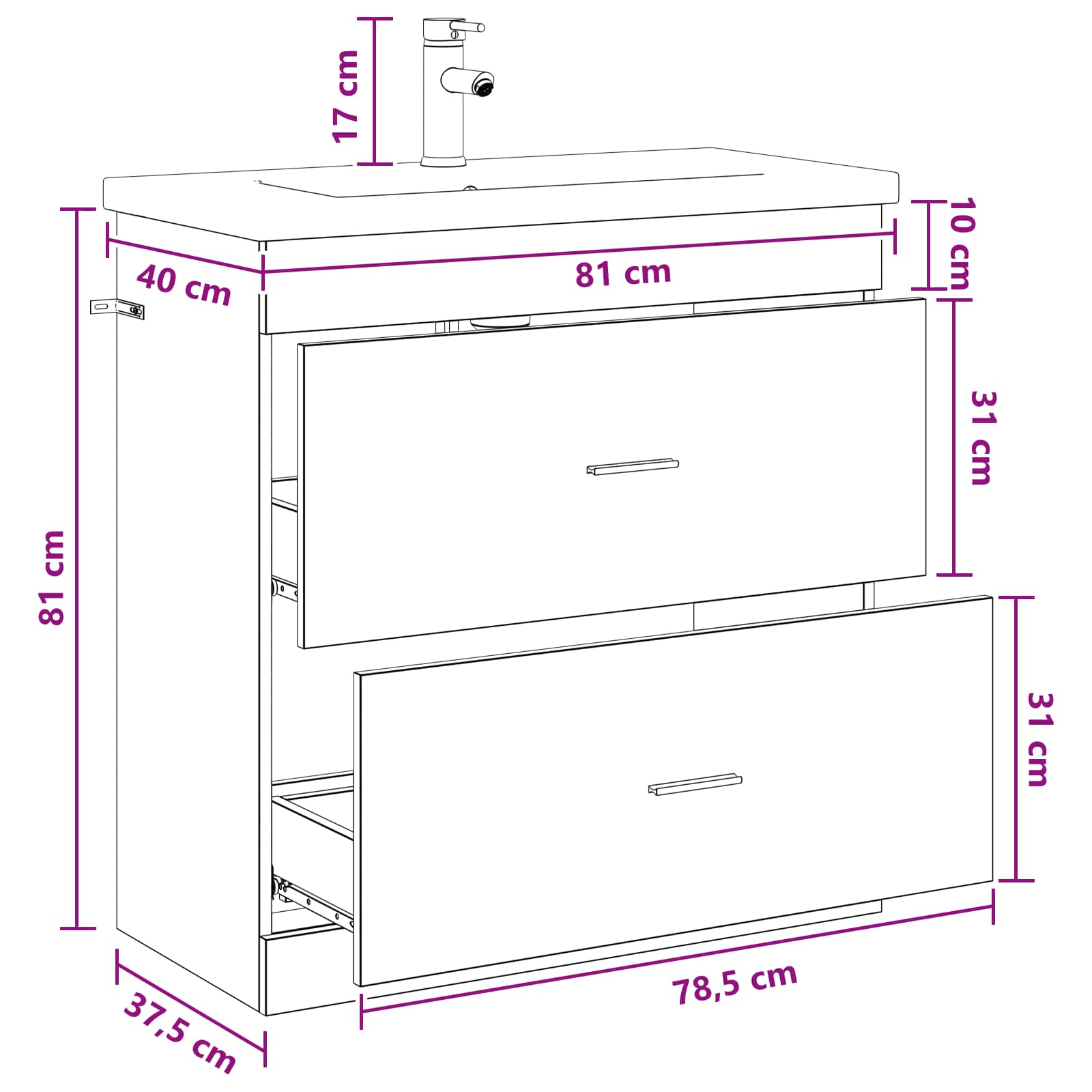 Set namještaja za kupaonicu Hrast artisan 81 x 40 x 84,5 cm
