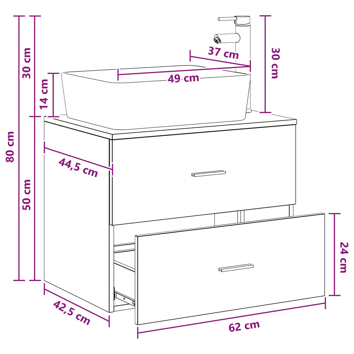 Set namještaja za kupaonicu Hrast sonoma Konstruirano drvo Smeđa 62.5 x 44.5 x 50 cm