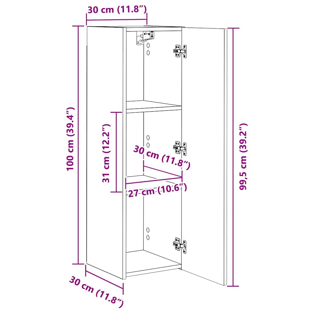 TV zidni ormar Zidne Sonoma 30 x 31 x 100 cm Konstruirano drvo