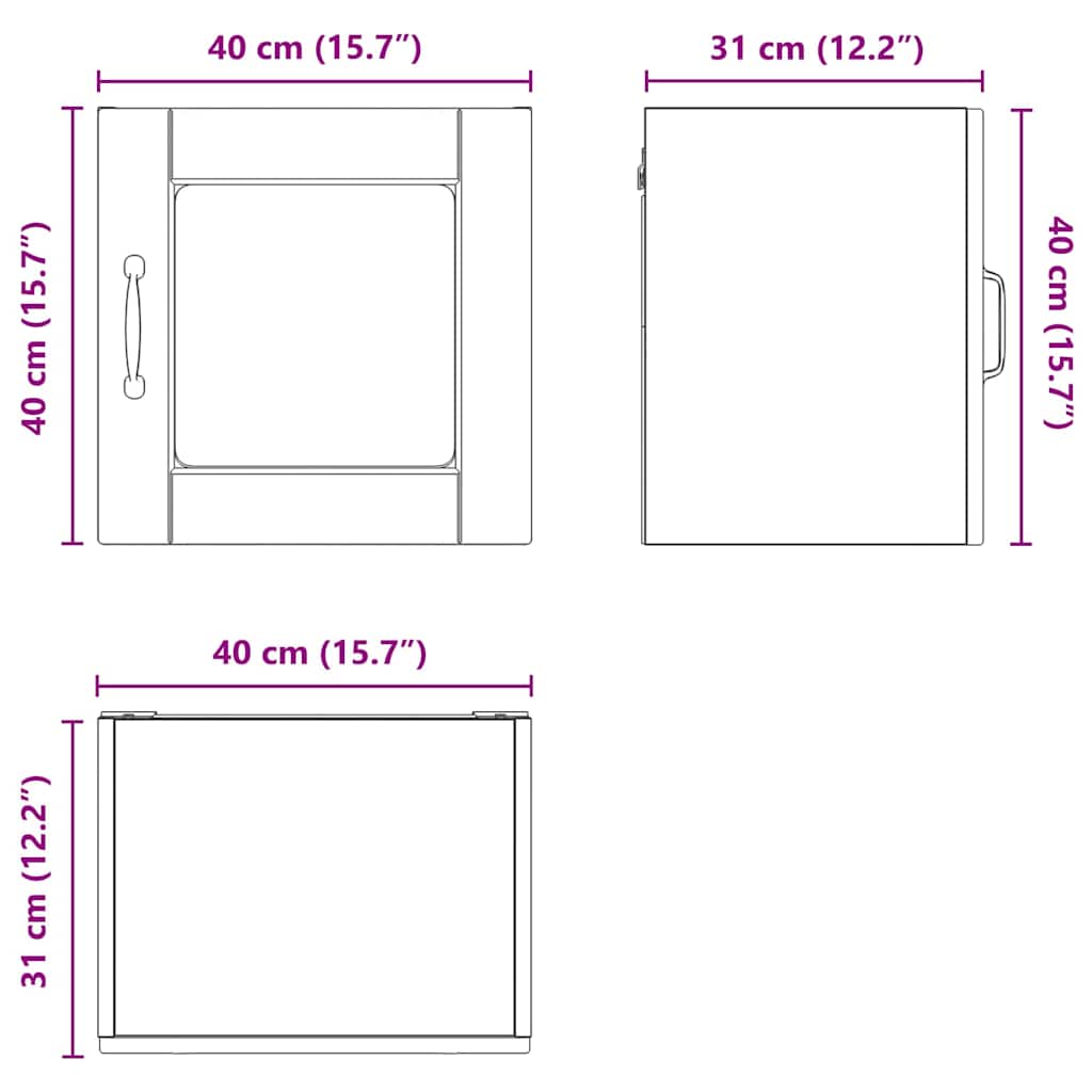 Zidni stakleni ormarić 2 pcs Staro drvo 40 x 31 x 40 cm