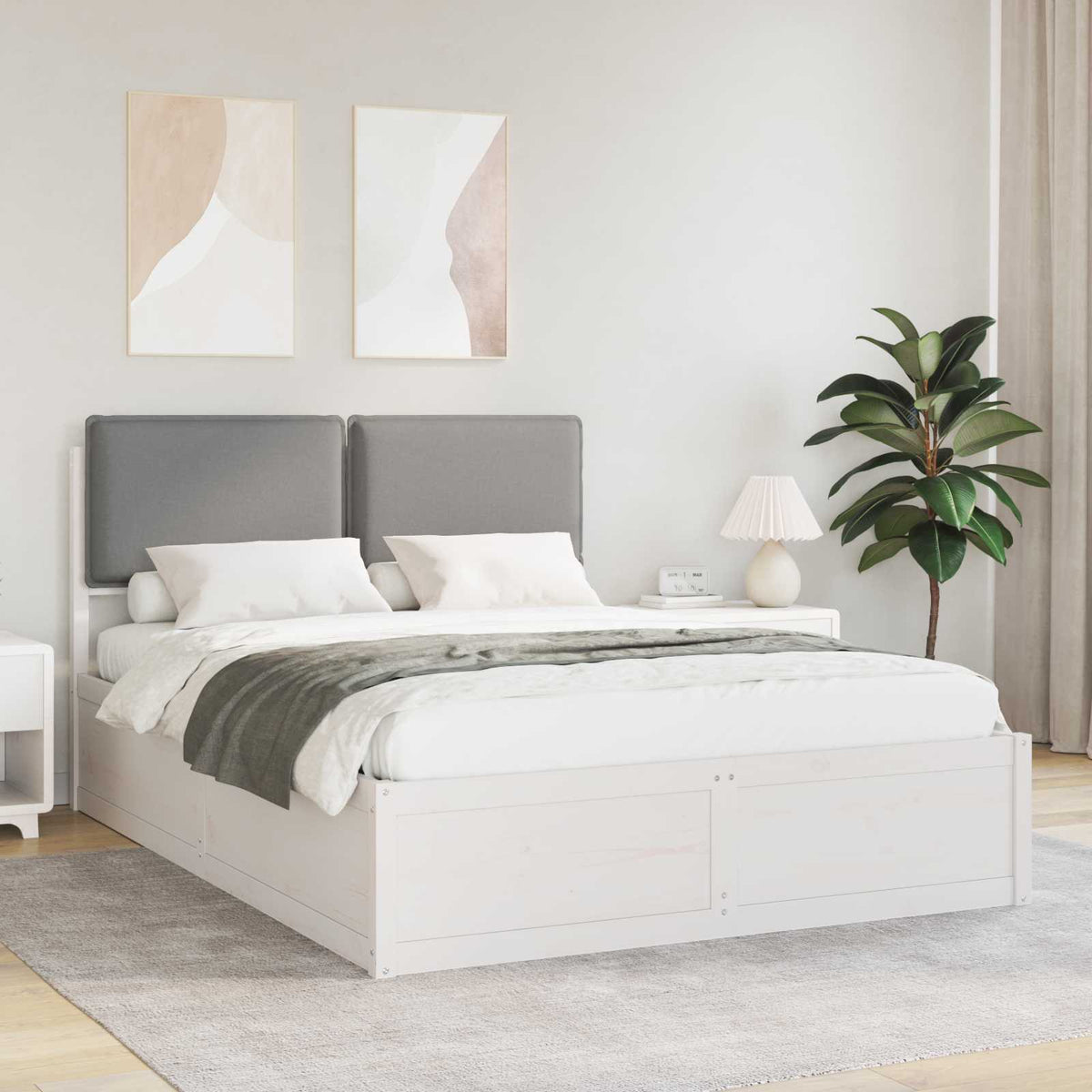 Krevetni okvir s tapiciranim uzglavljem Svijetlo siva Svjetlosiva 140 x 190 cm