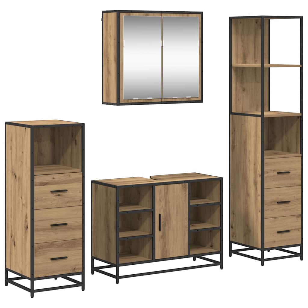 Set namještaja za kupaonicu 4 kom. Umjetnički hrast Smeđa 80 x 33 x 60 cm