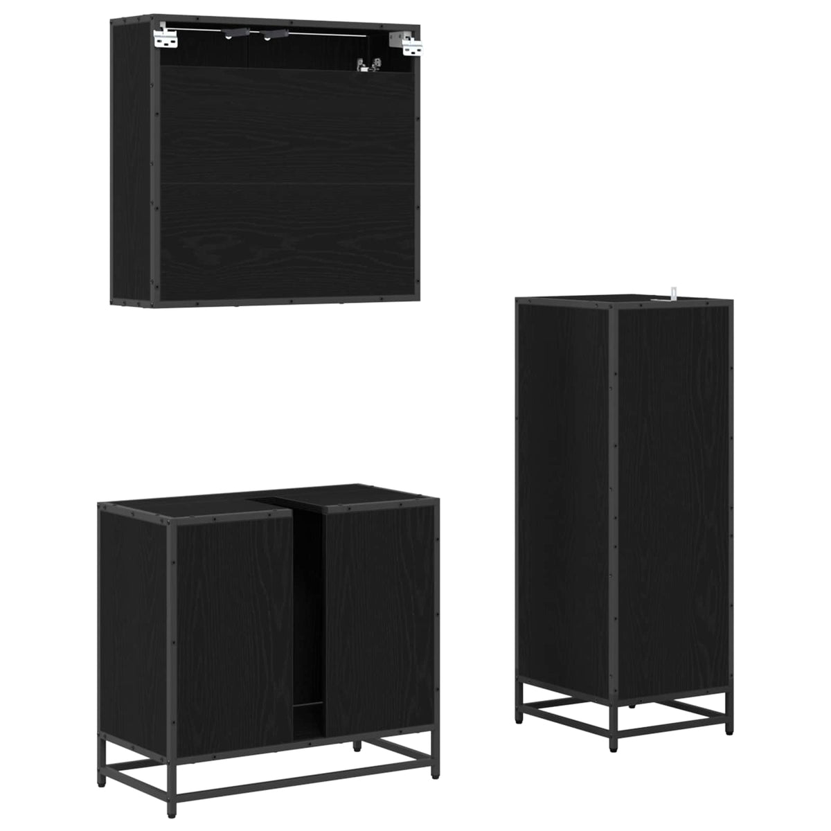 Set namještaja za kupaonicu 3 kom. Crni hrast 60 x 33 x 60 cm