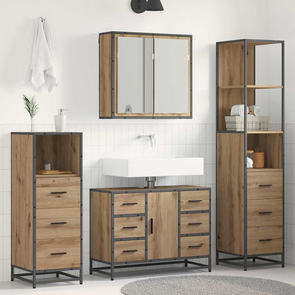 Set namještaja za kupaonicu 3 kom. Umjetnički hrast Smeđa 80 x 33 x 60 cm
