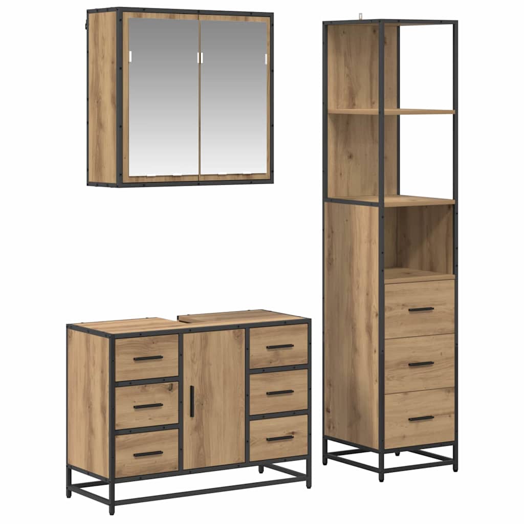 Set namještaja za kupaonicu 3 kom. Umjetnički hrast Smeđa 80 x 33 x 60 cm