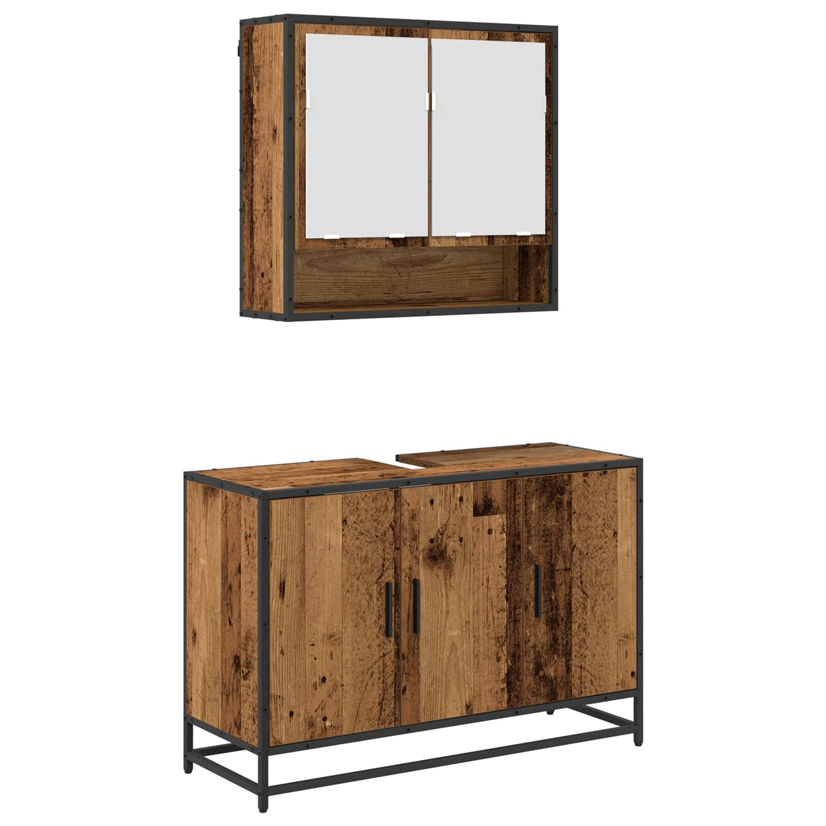 Set namještaja za kupaonicu 2 kom. Staro drvo 90 x 33 x 60 cm