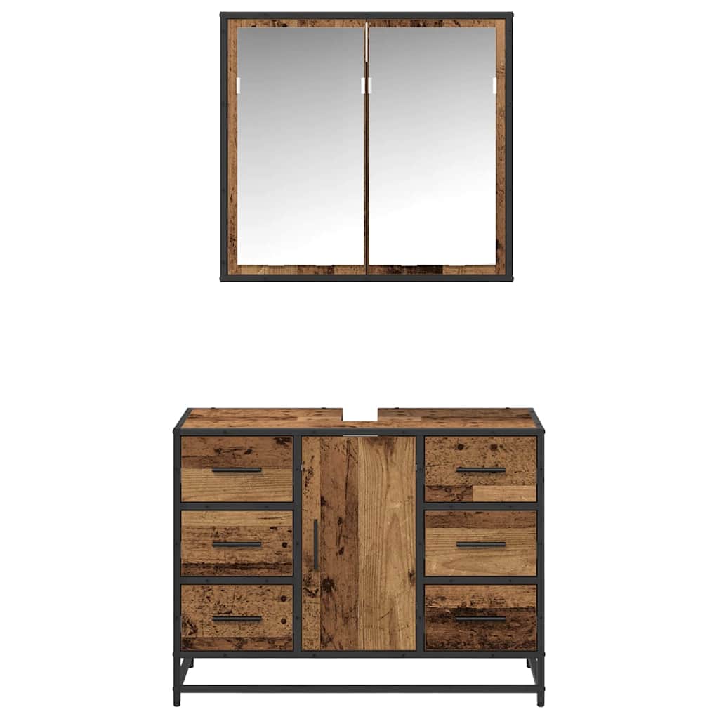 Set namještaja za kupaonicu 2 kom. Staro drvo 80 x 33 x 60 cm