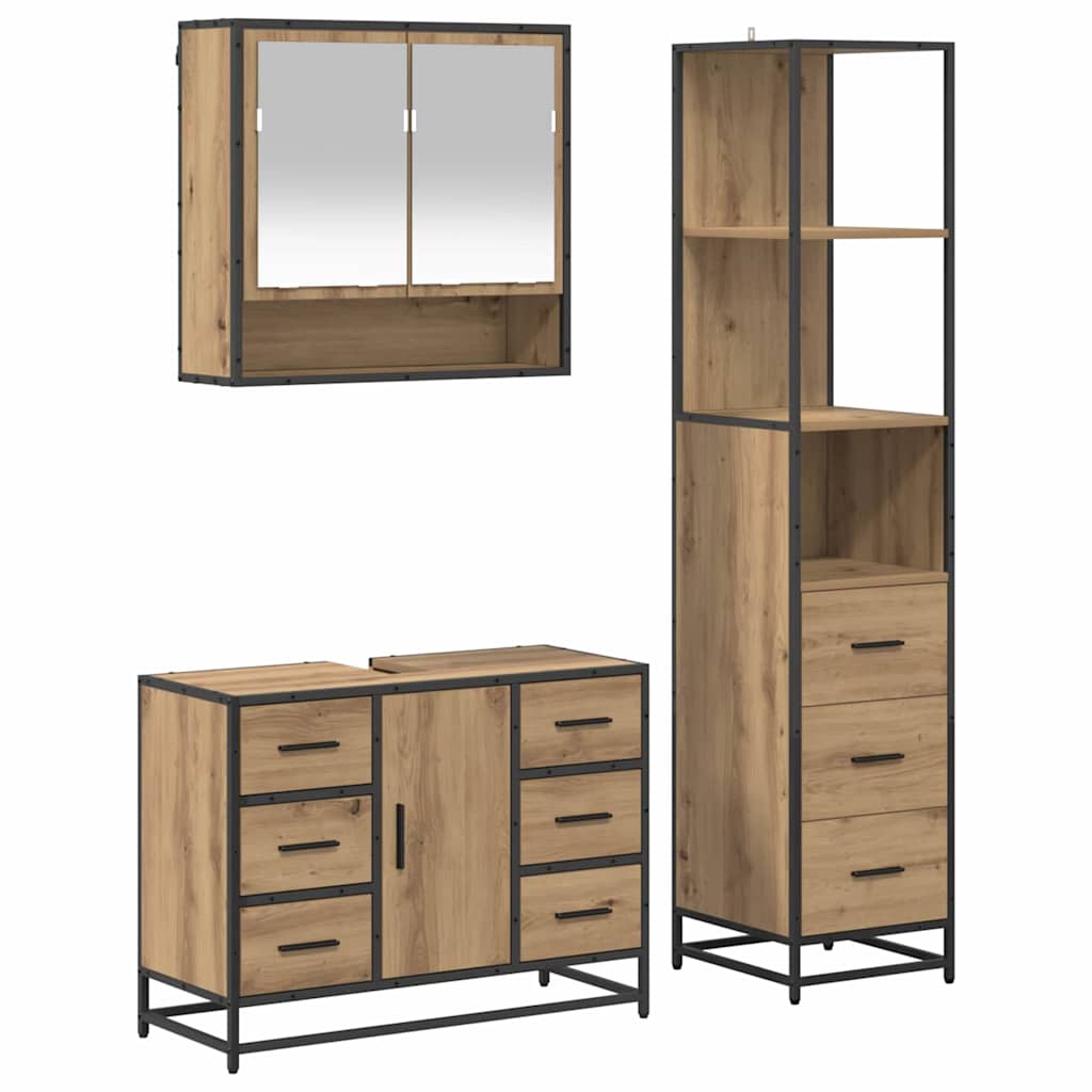Set namještaja za kupaonicu 3 kom. Umjetnički hrast Smeđa 35 x 37,5 x 166 cm