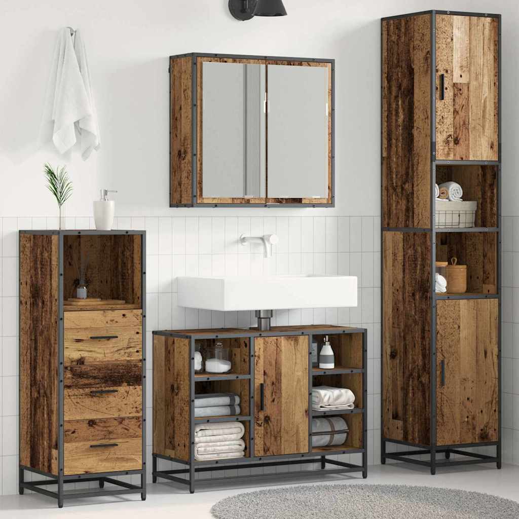 Set namještaja za kupaonicu 3 kom. Staro drvo Konstruirano drvo Smeđa 80 x 33 x 60 cm