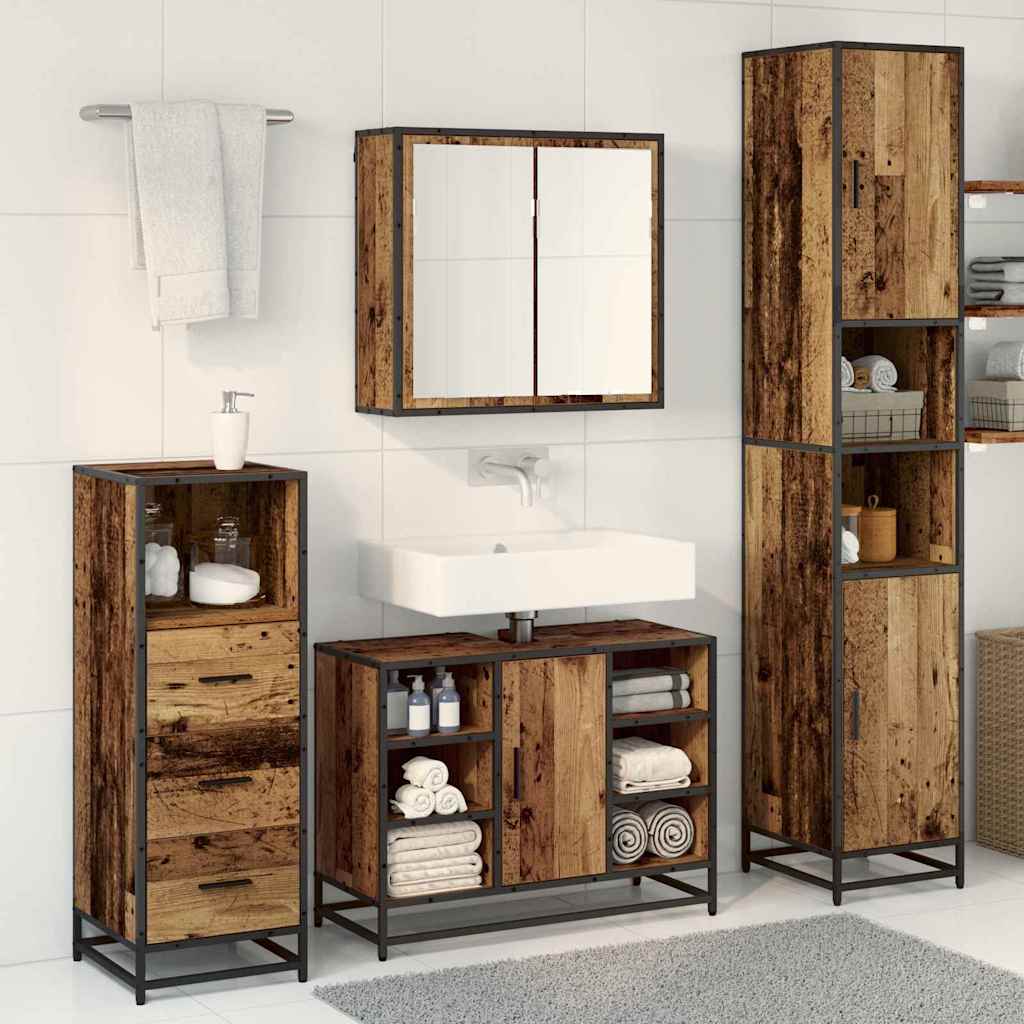 Set namještaja za kupaonicu 3 kom. Staro drvo Konstruirano drvo Smeđa 80 x 33 x 60 cm