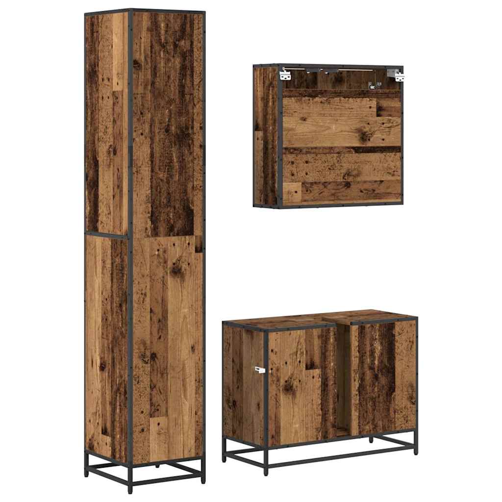 Set namještaja za kupaonicu 3 kom. Staro drvo Konstruirano drvo Smeđa 80 x 33 x 60 cm