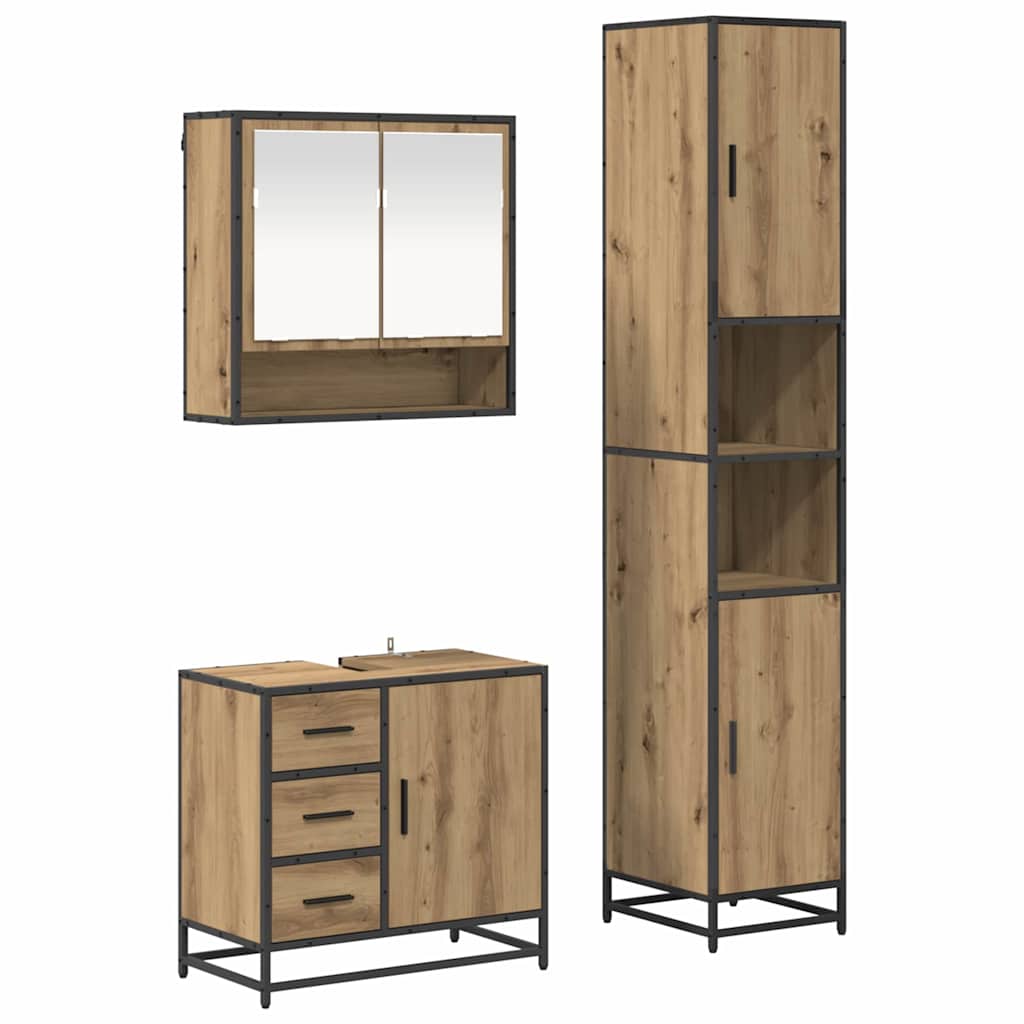 Set namještaja za kupaonicu 3 kom. Umjetnički hrast Smeđa 35 x 37,5 x 188,5 cm