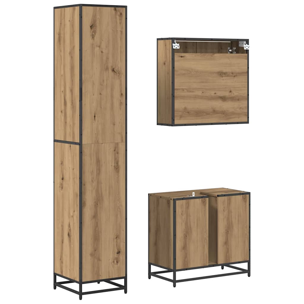 Set namještaja za kupaonicu 3 kom. Umjetnički hrast Smeđa 35 x 37,5 x 188,5 cm