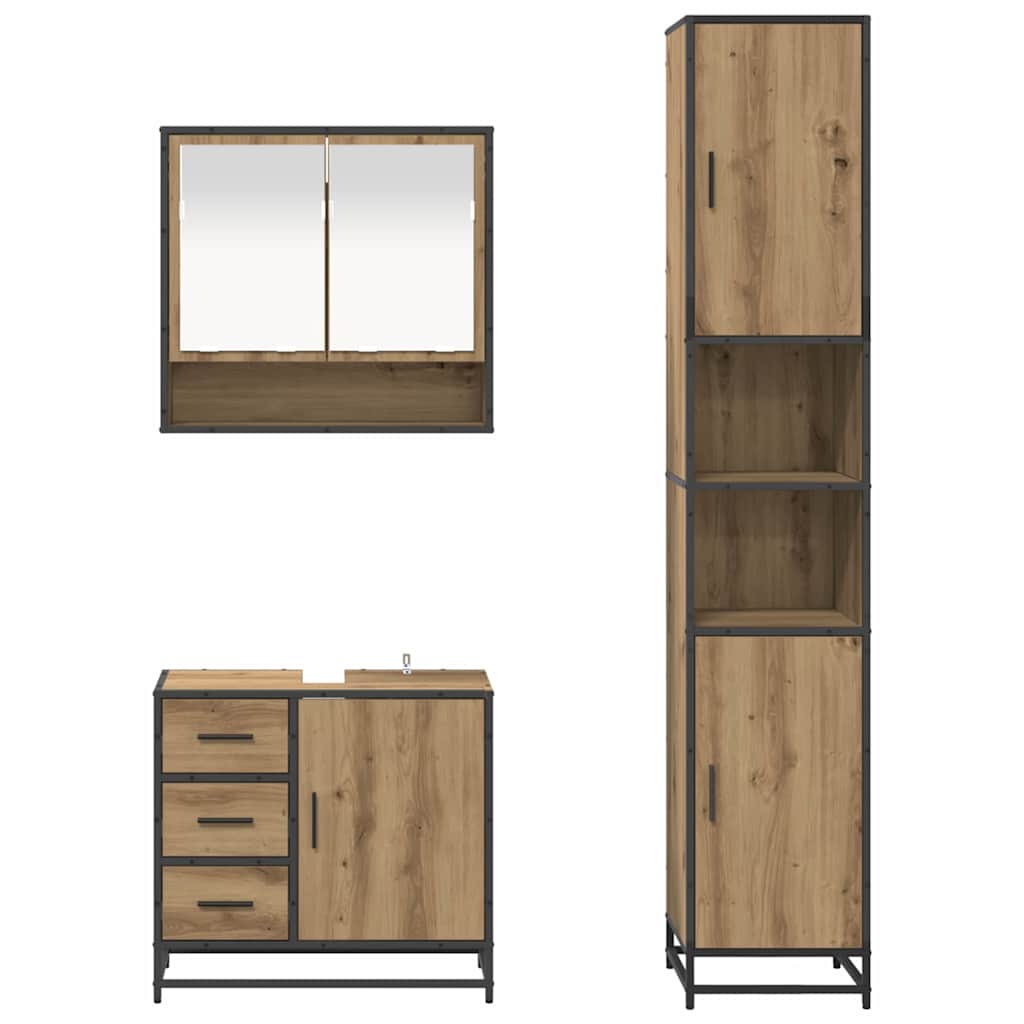Set namještaja za kupaonicu 3 kom. Umjetnički hrast Smeđa 35 x 37,5 x 188,5 cm