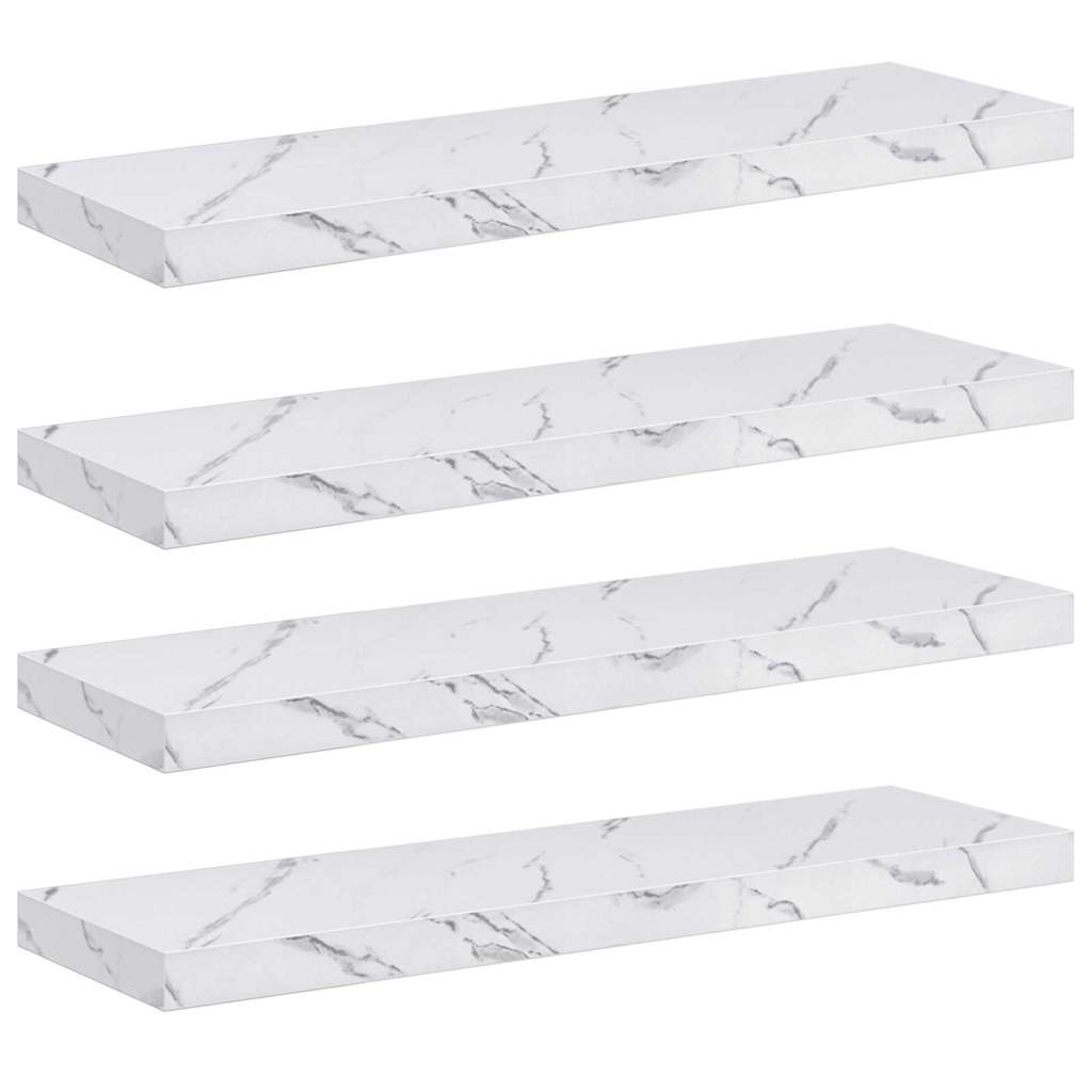 Polica na zidu Zidne 4 pcs Bijeli mramor 80 x 23,5 x 4 cm
